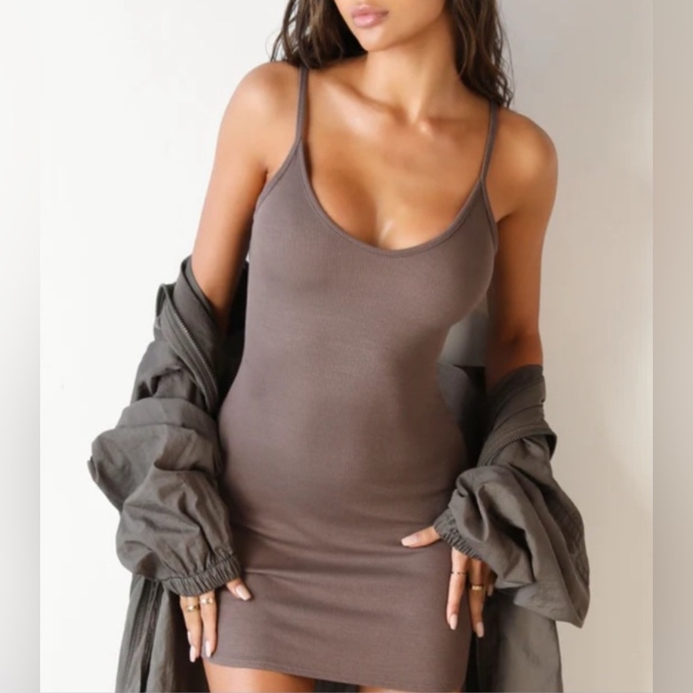 Joah Brown Brown Mini Slip Dress